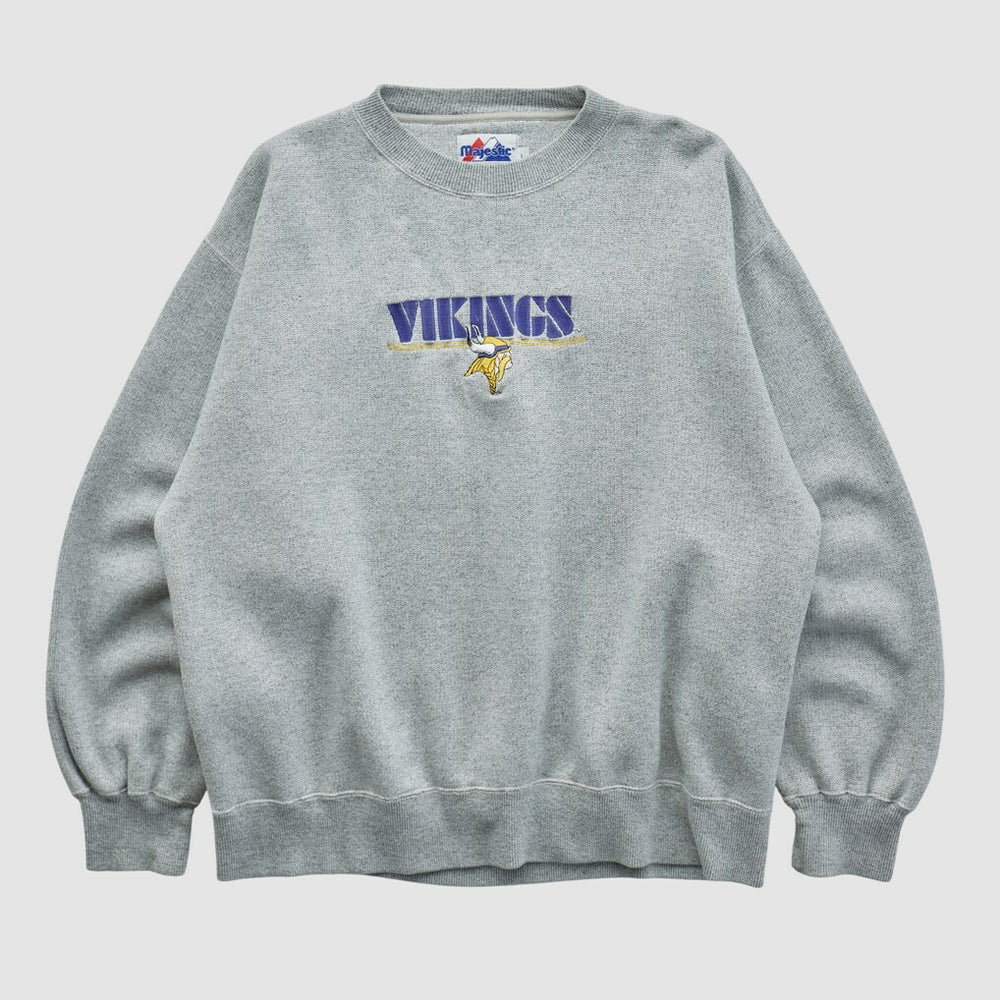 Minnesota Vikings Majestic 2000s Pullover Sweatshirt - Heather Gray Pullover
