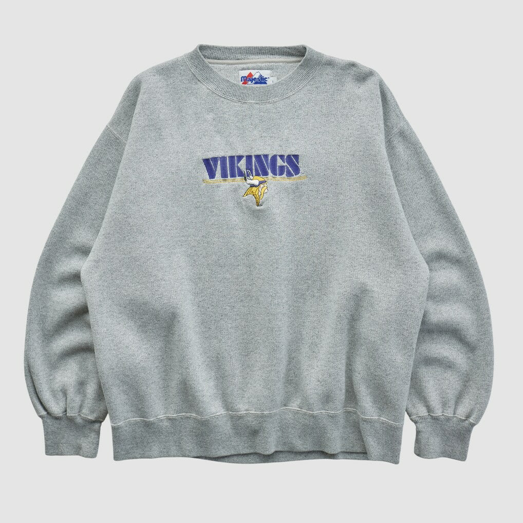 Minnesota Vikings Majestic 2000s Pullover Sweatshirt - Heather Gray Pullover