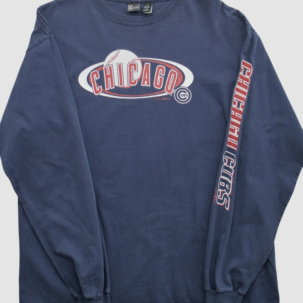 Chicago Cubs Gear For Sports 2000s Long Sleeve T-shirt - Navy - Vintage T-shirts