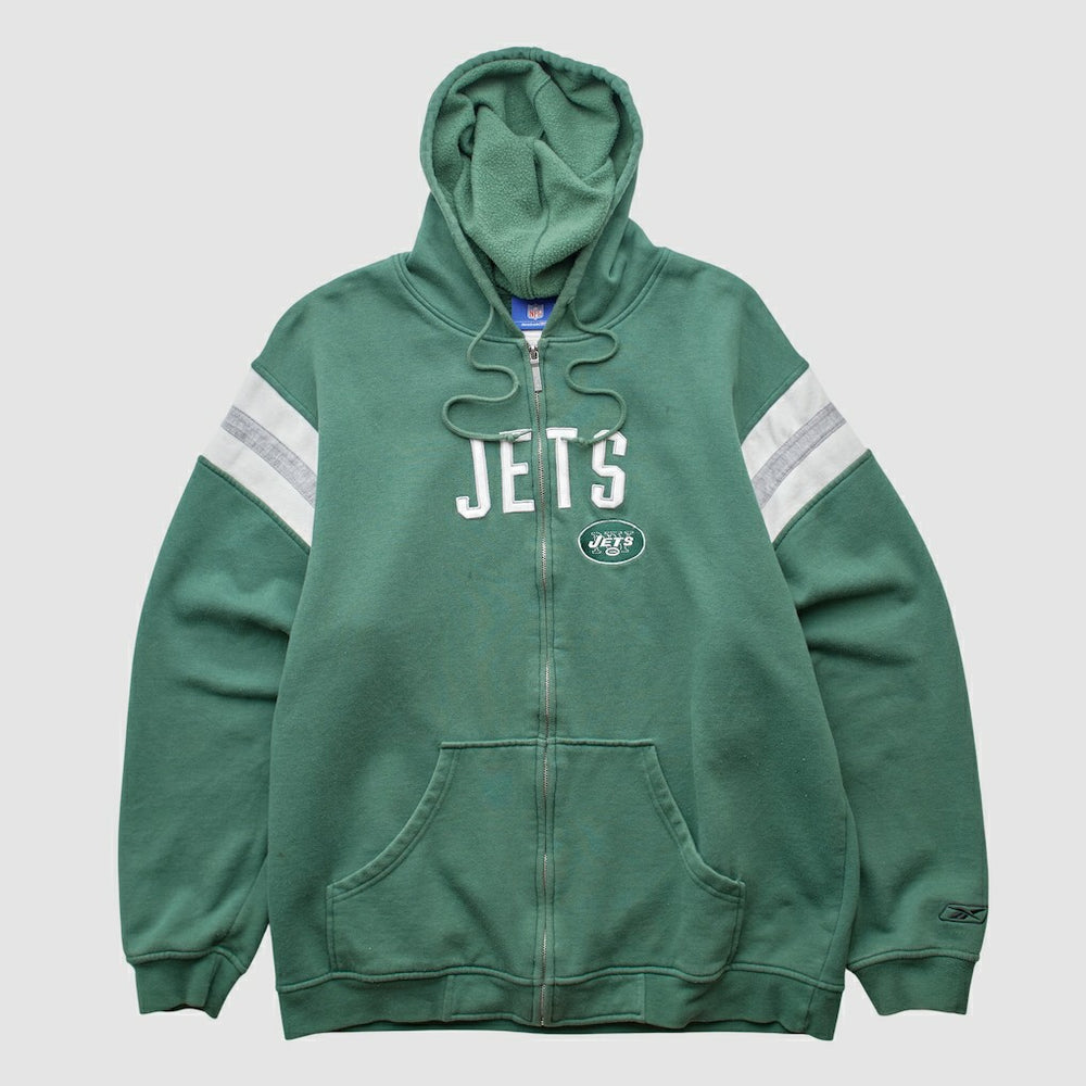 New York Jets Reebok 2000s Hooded Full Zip Sweatshirt - Green Sweatshirts