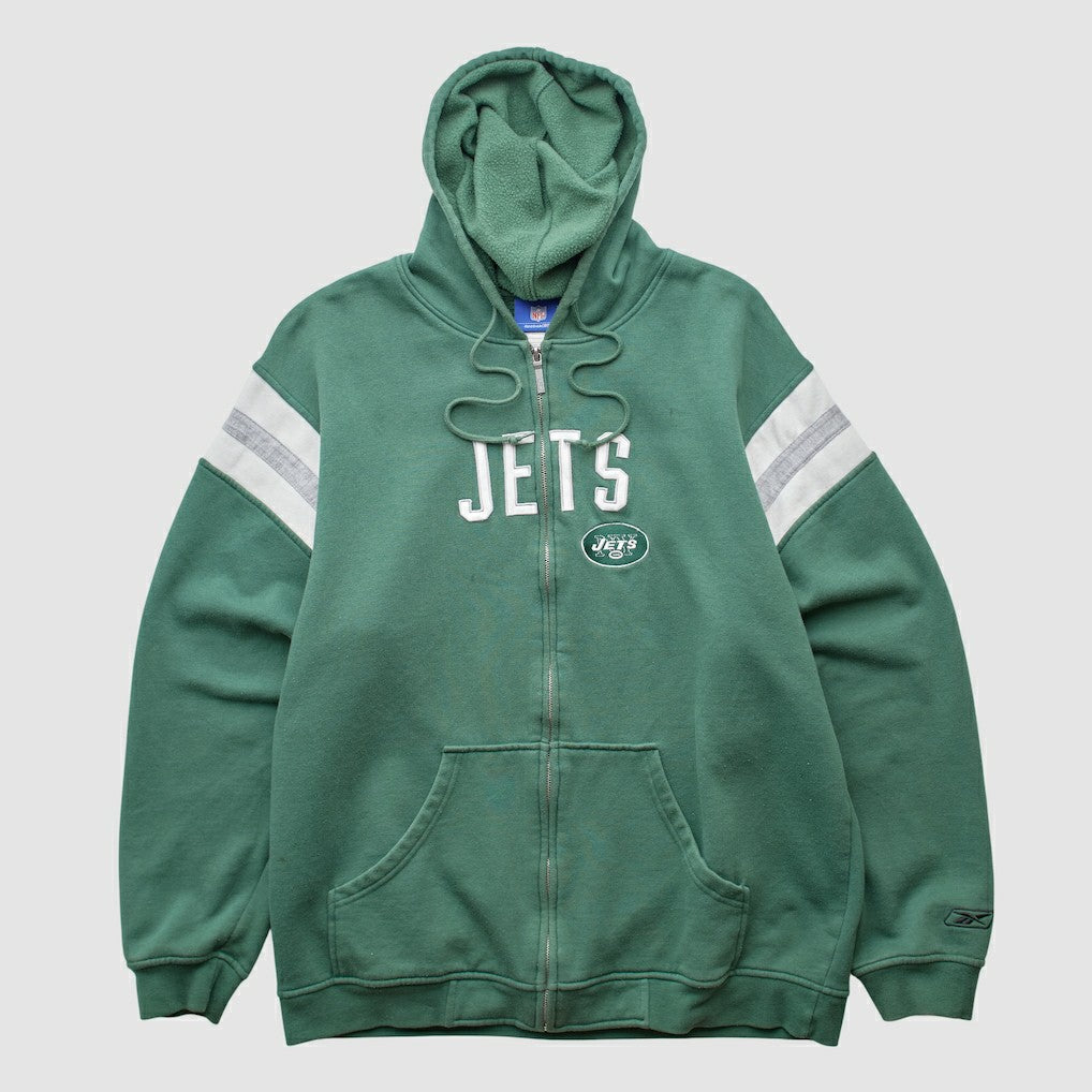 New York Jets Reebok 2000s Hooded Full Zip Sweatshirt - Green Sweatshirts