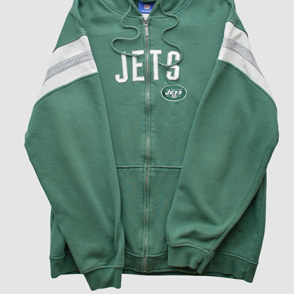 New York Jets Reebok 2000s Hooded Full Zip Sweatshirt - Green Sweatshirts