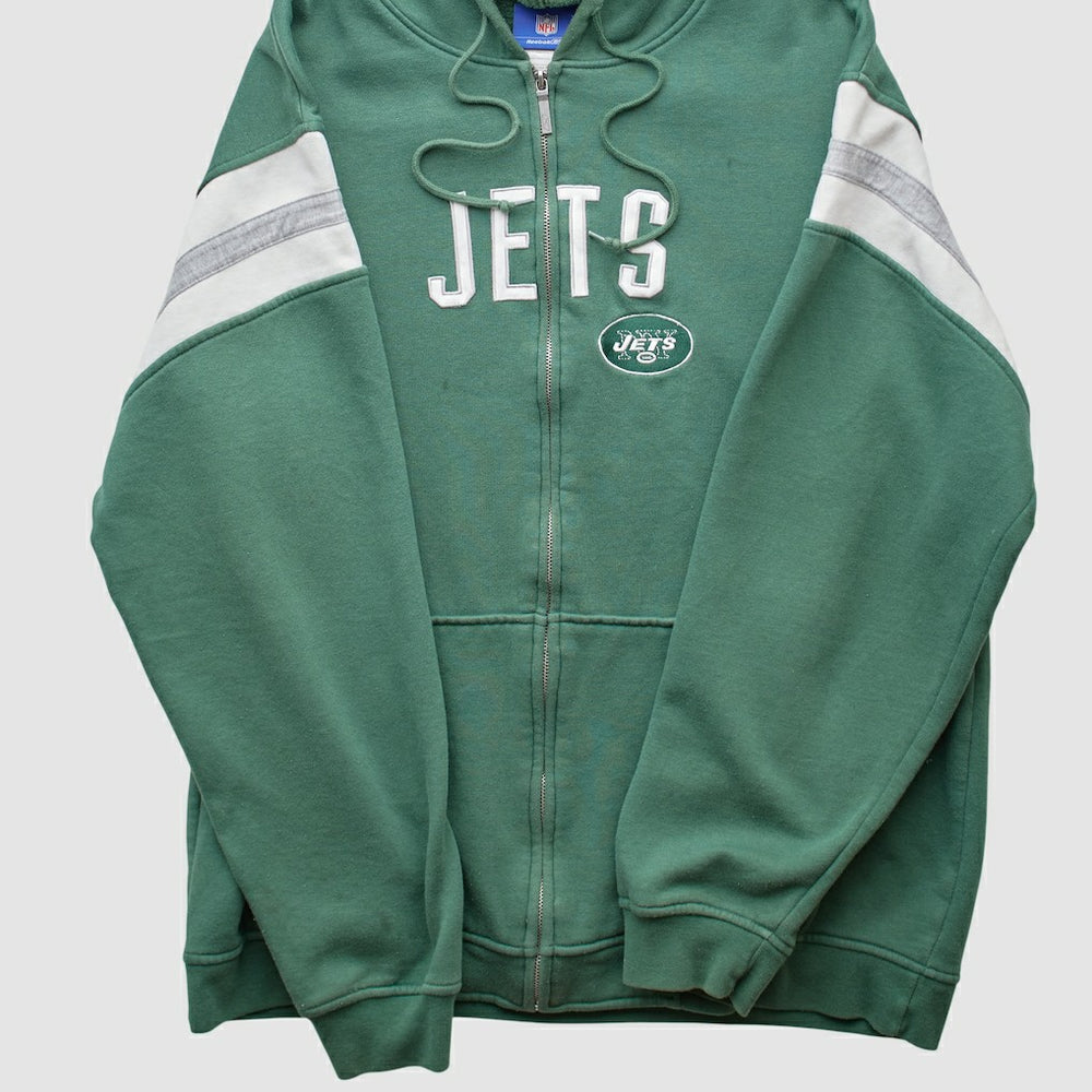 New York Jets Reebok 2000s Hooded Full Zip Sweatshirt - Green Sweatshirts