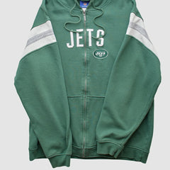 New York Jets Reebok 2000s Hooded Full Zip Sweatshirt - Green Sweatshirts