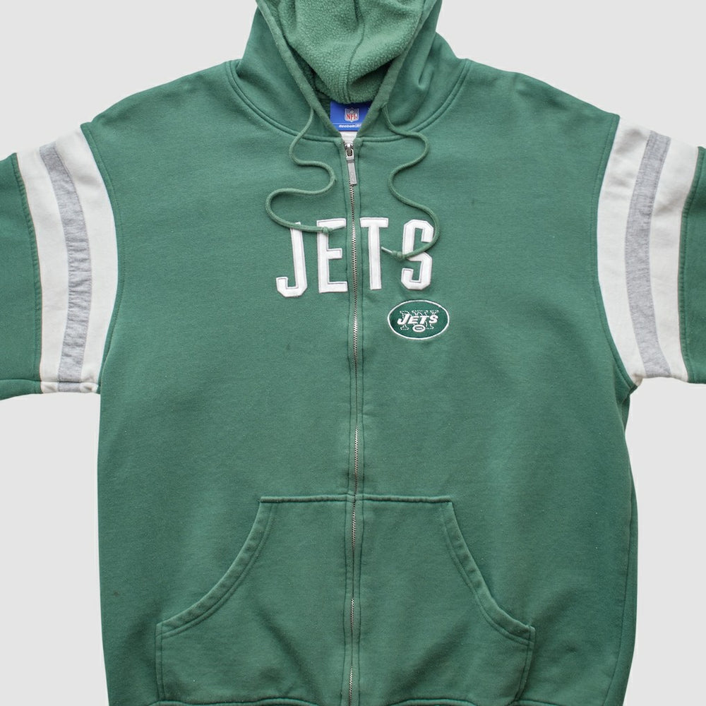 New York Jets Reebok 2000s Hooded Full Zip Sweatshirt - Green Sweatshirts
