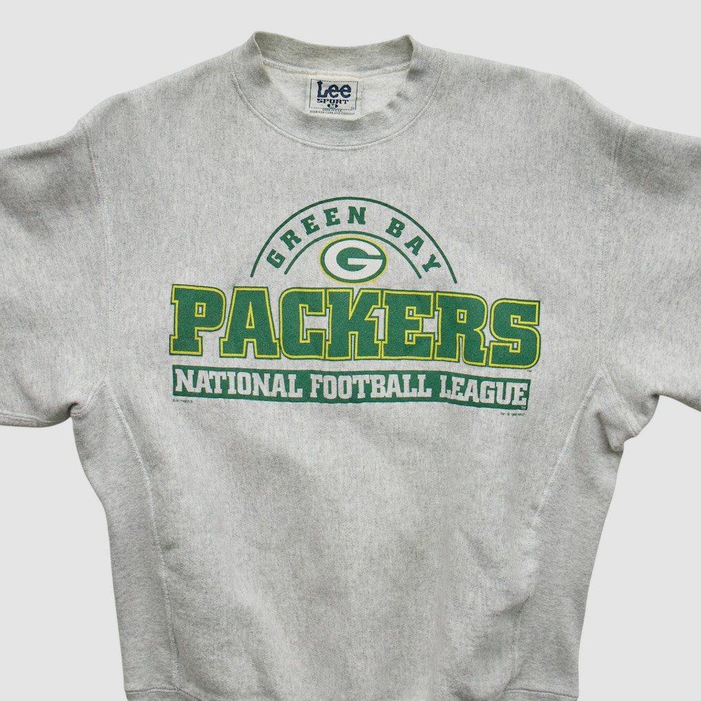 Green Bay Packers Lee Sport 90s Pullover Sweatshirt - Heather Gray Pullover
