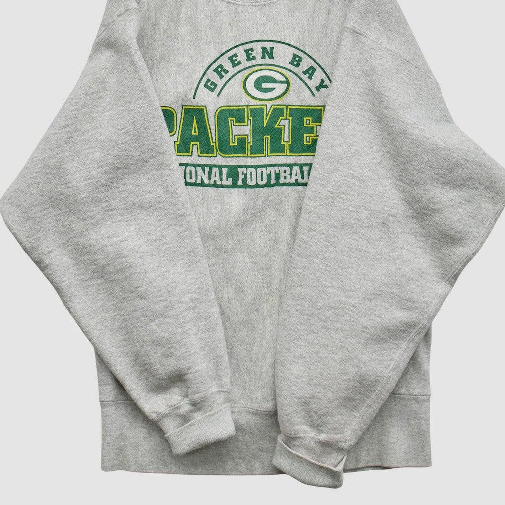 Green Bay Packers Lee Sport 90s Pullover Sweatshirt - Heather Gray Pullover