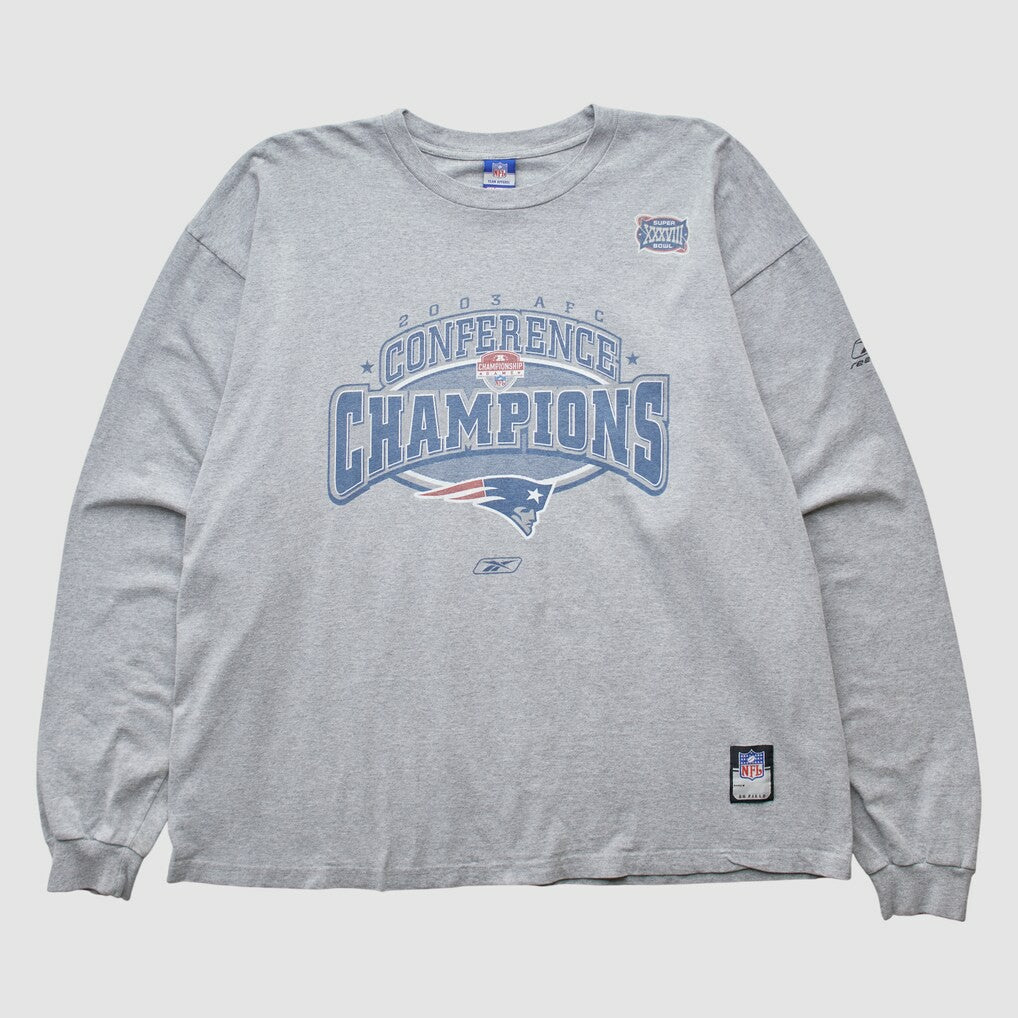 New England Patriots Reebok 2003 Long Sleeve T-shirt - Heather Gray T-shirts
