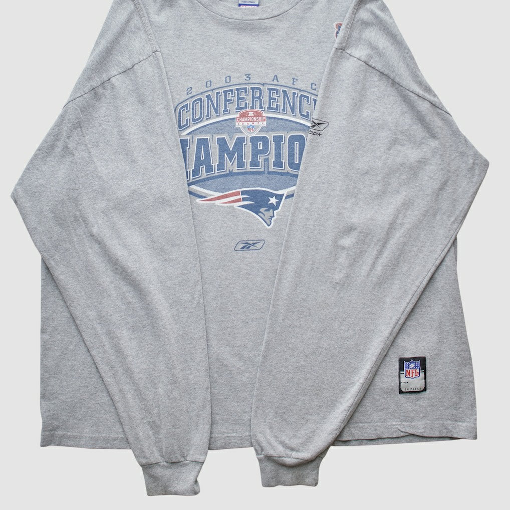 New England Patriots Reebok 2003 Long Sleeve T-shirt - Heather Gray T-shirts
