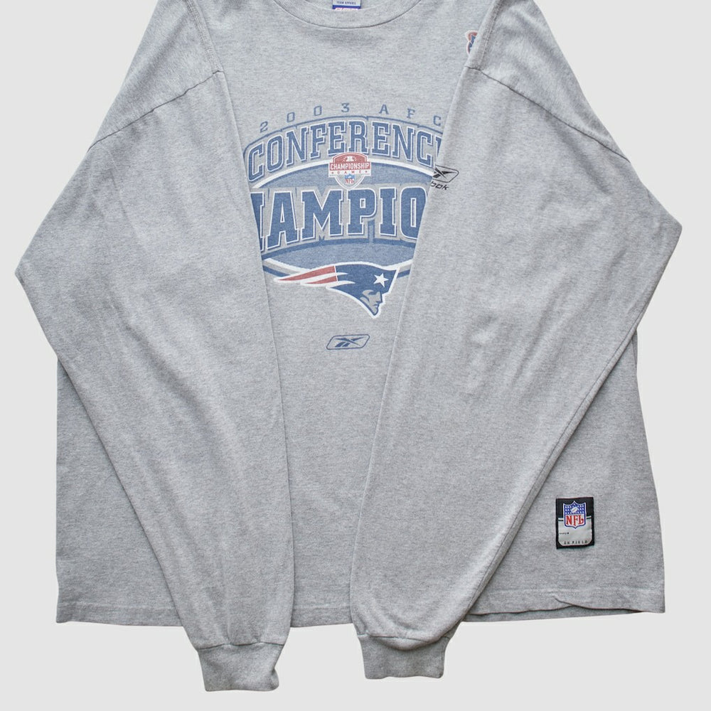 New England Patriots Reebok 2003 Long Sleeve T-shirt - Heather Gray T-shirts