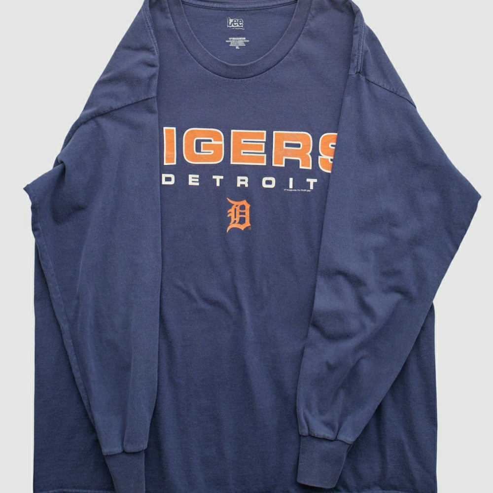 Detroit Tigers Lee Sport 2000s Long Sleeve T-shirt - Navy - Vintage T-shirts
