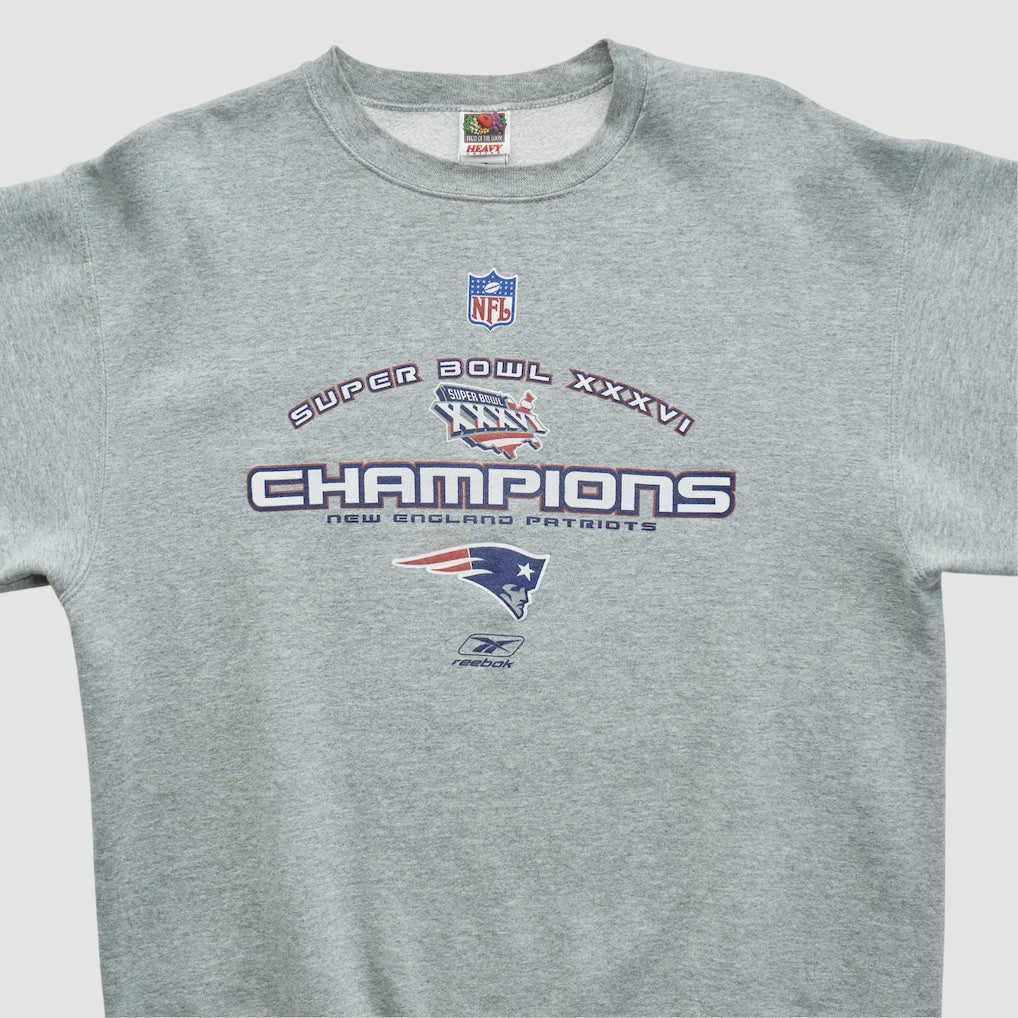 Super Bowl XXXVI Fruit of The Loom 2002 Pullover Sweatshirt - Heather Gray Pullover