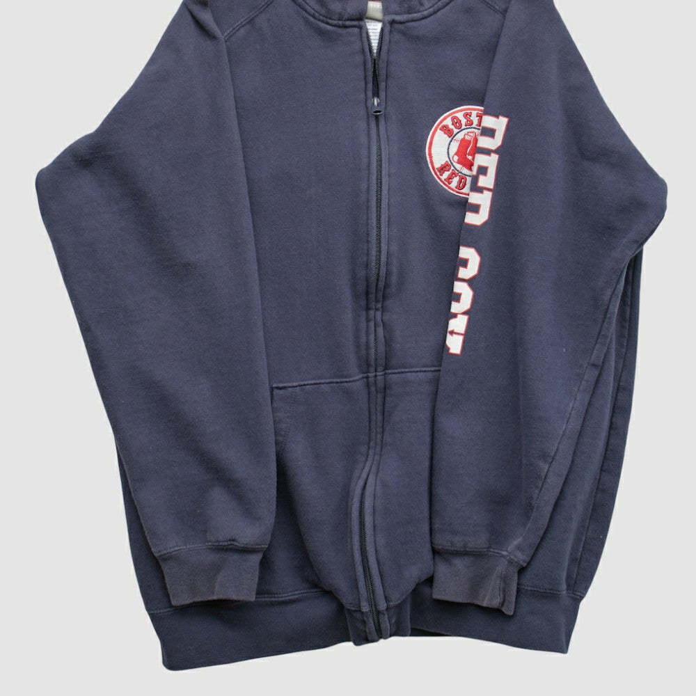 Boston Red Sox Genuine Merchandise 2000s Hooded Full Zip Sweatshirt - Navy - Vintage Sweatshirts