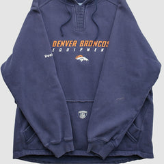 Denver Broncos Reebok 2000s Hooded Pullover Sweatshirt - Navy Pullover
