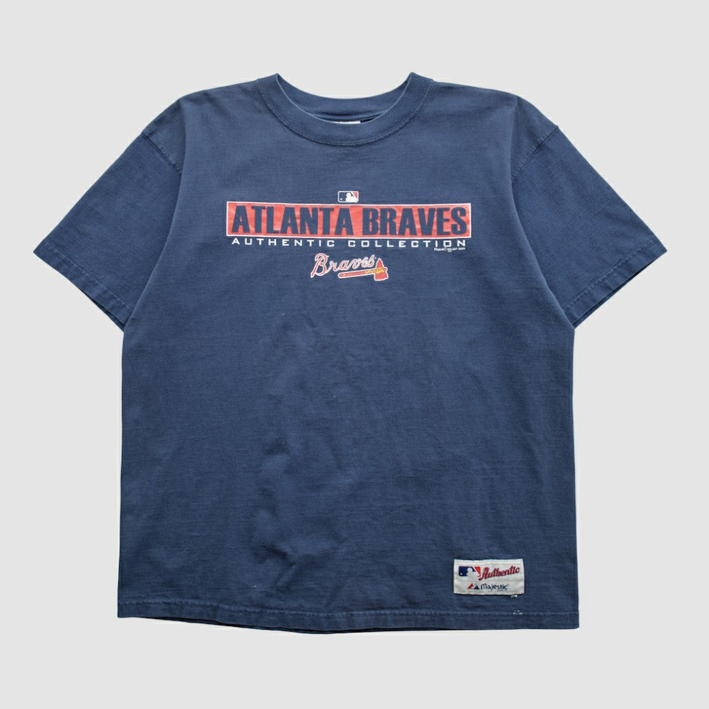 Atlanta Braves Majestic 2000s T-shirt - Navy - XVintage T-shirts