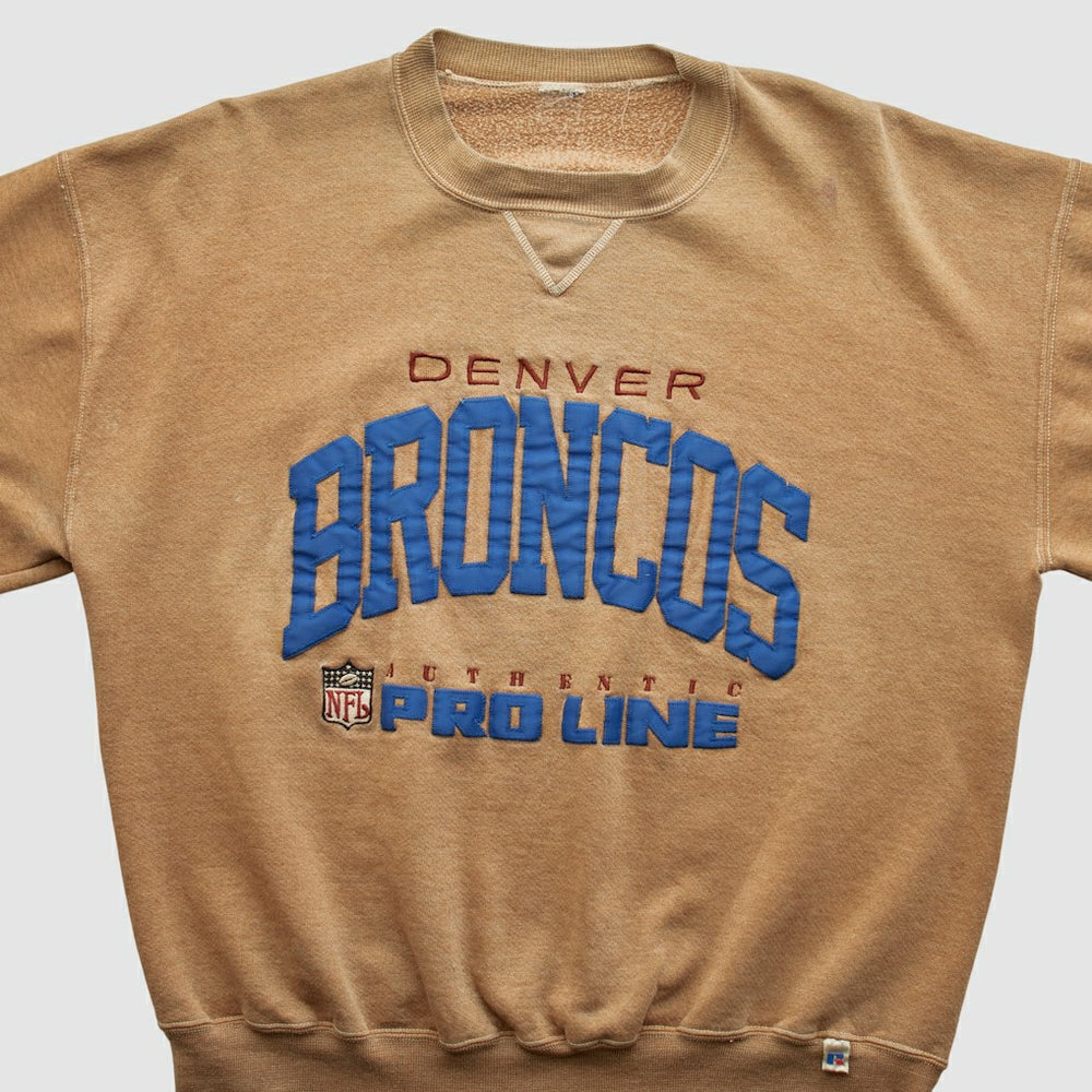 Denver Broncos 90s Pullover Sweatshirt - Tan Pullover