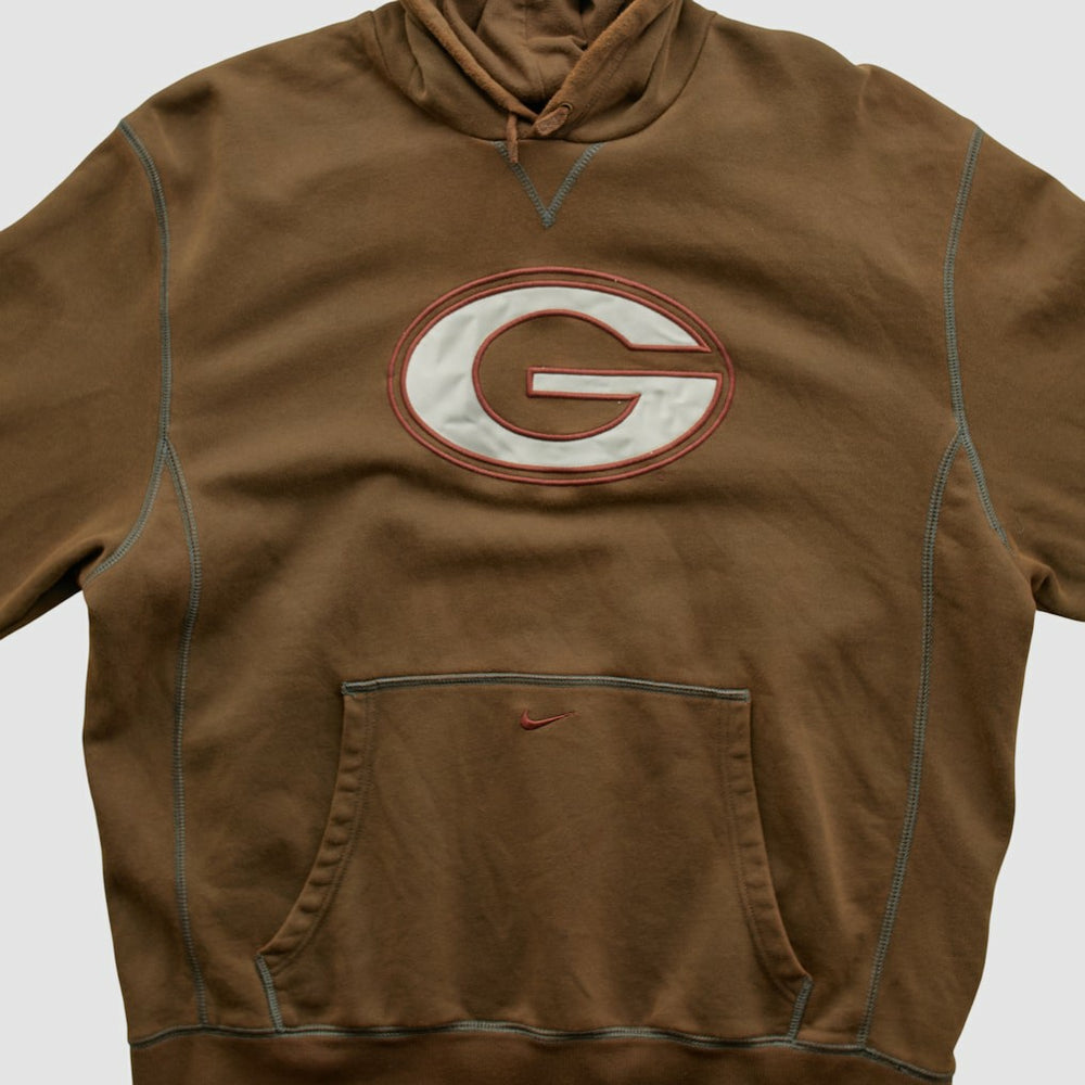 Green Bay Packers 2000s Hooded Pullover Sweatshirt - Brown Pullover