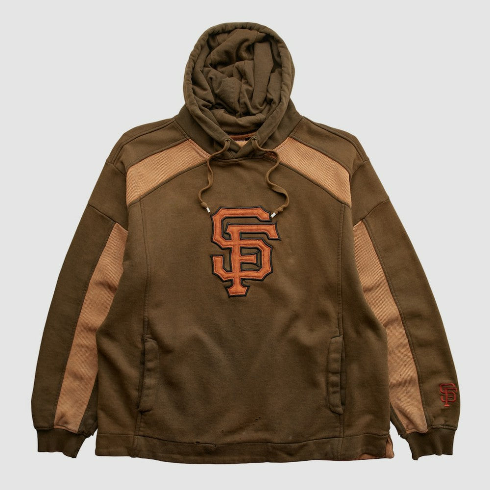 San Francisco Giants Majestic 2000s Hooded Pullover Sweatshirt - Brown - Vintage Pullover