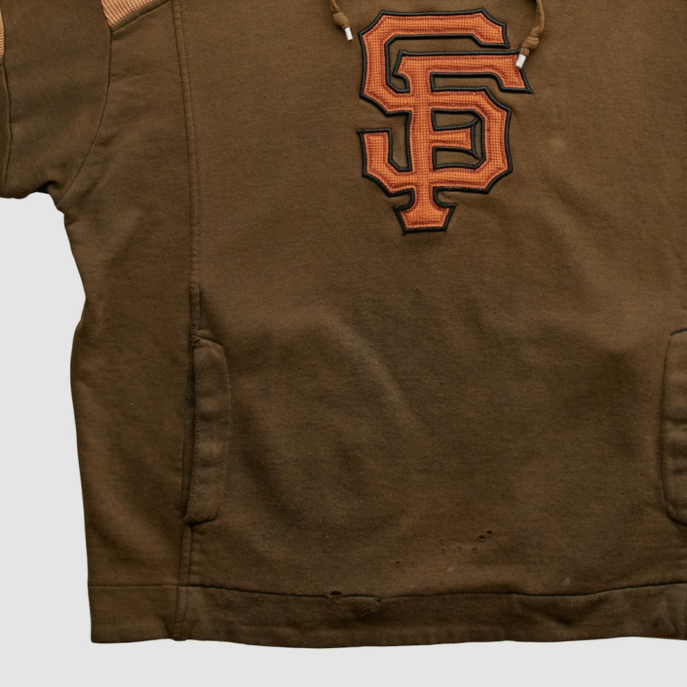 San Francisco Giants Majestic 2000s Hooded Pullover Sweatshirt - Brown - Vintage Pullover