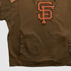 San Francisco Giants Majestic 2000s Hooded Pullover Sweatshirt - Brown - Vintage Pullover