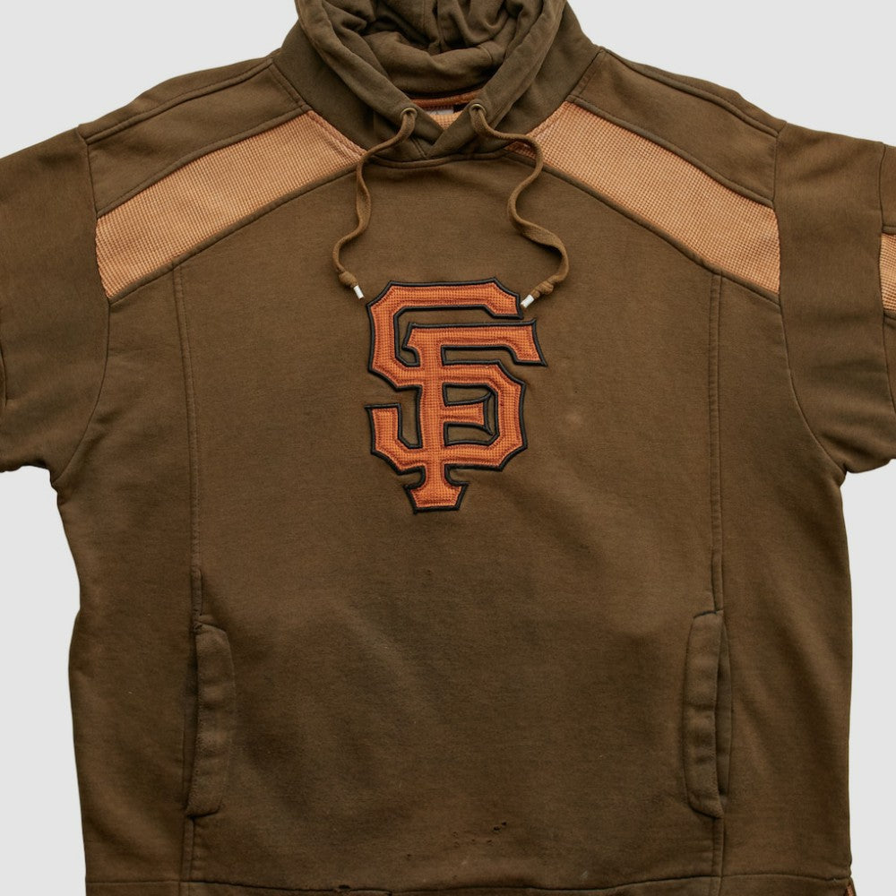 San Francisco Giants Majestic 2000s Hooded Pullover Sweatshirt - Brown - Vintage Pullover