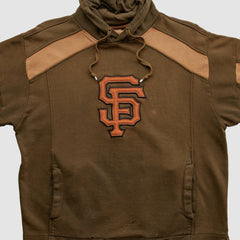 San Francisco Giants Majestic 2000s Hooded Pullover Sweatshirt - Brown - Vintage Pullover