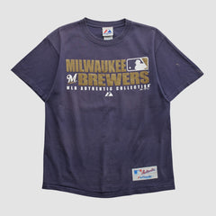 Milwaukee Brewers Majestic 2008 T-shirt - Navy - Vintage T-shirts