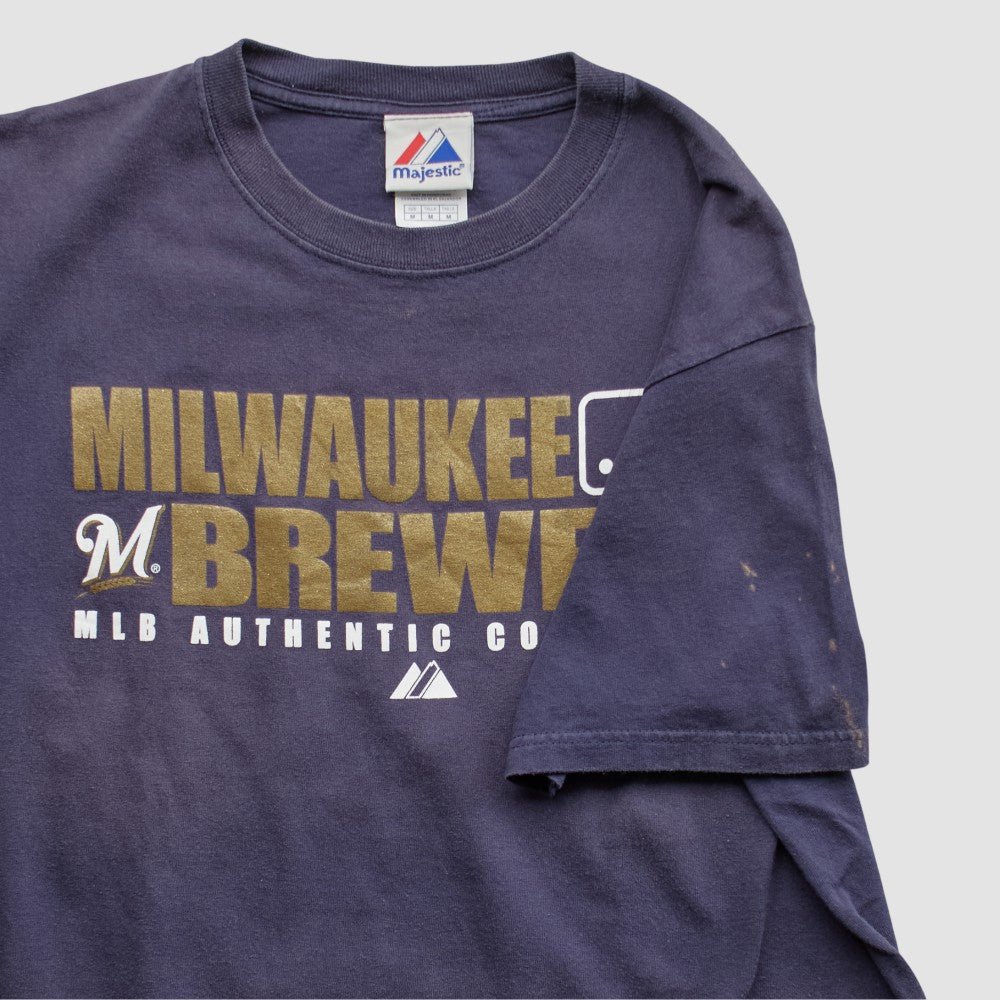 Milwaukee Brewers Majestic 2008 T-shirt - Navy - Vintage T-shirts