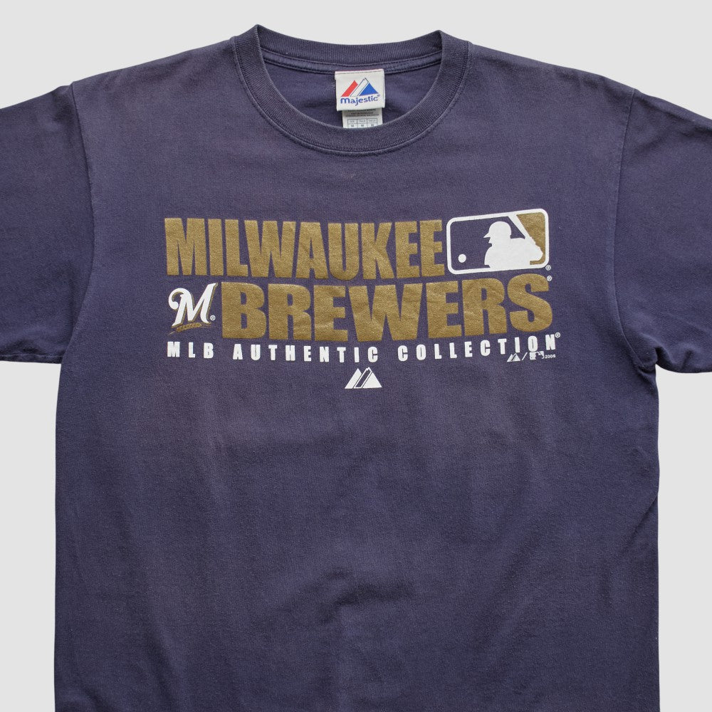 Milwaukee Brewers Majestic 2008 T-shirt - Navy - Vintage T-shirts