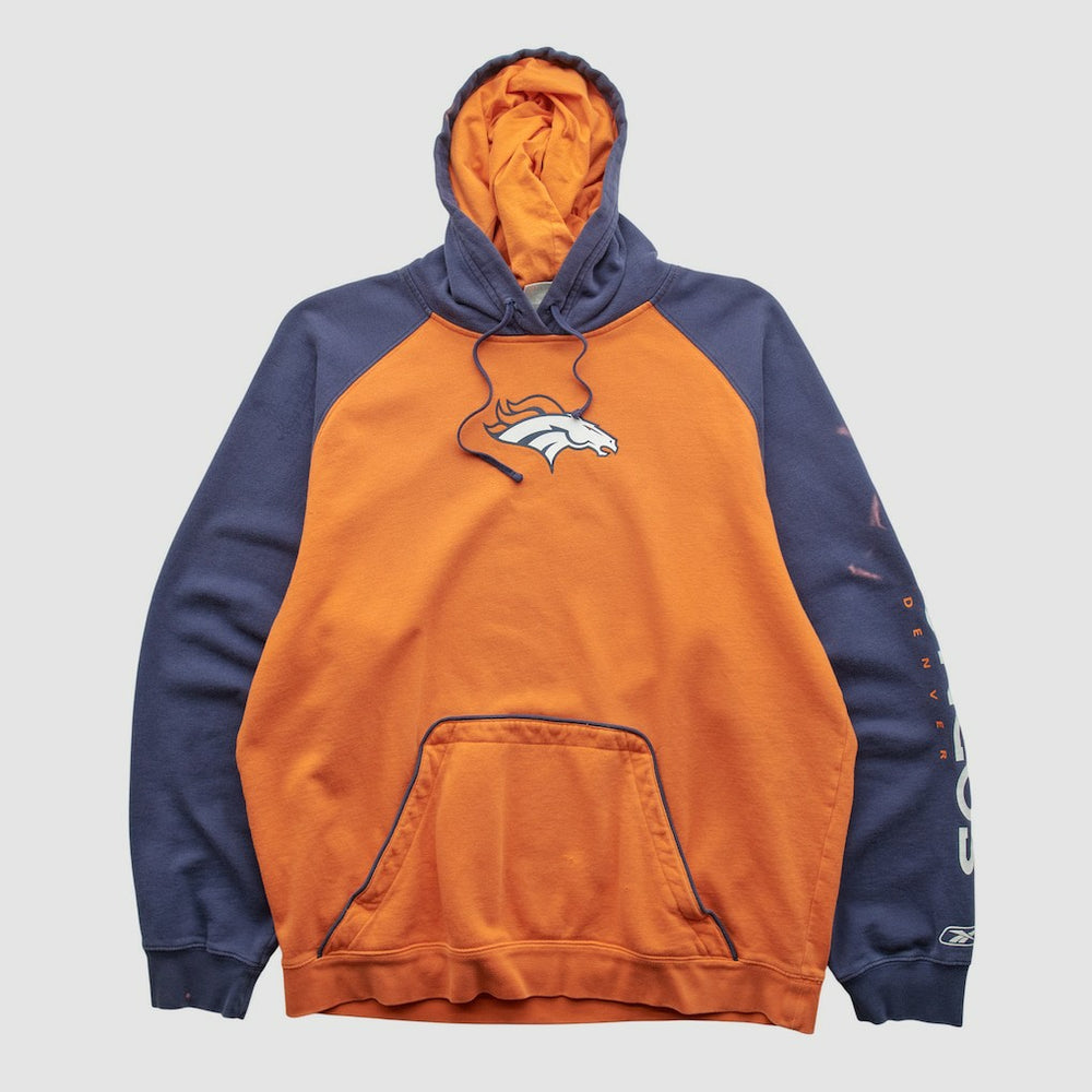 Denver Broncos Reebok 2000s Hooded Pullover Sweatshirt - Orange Pullover