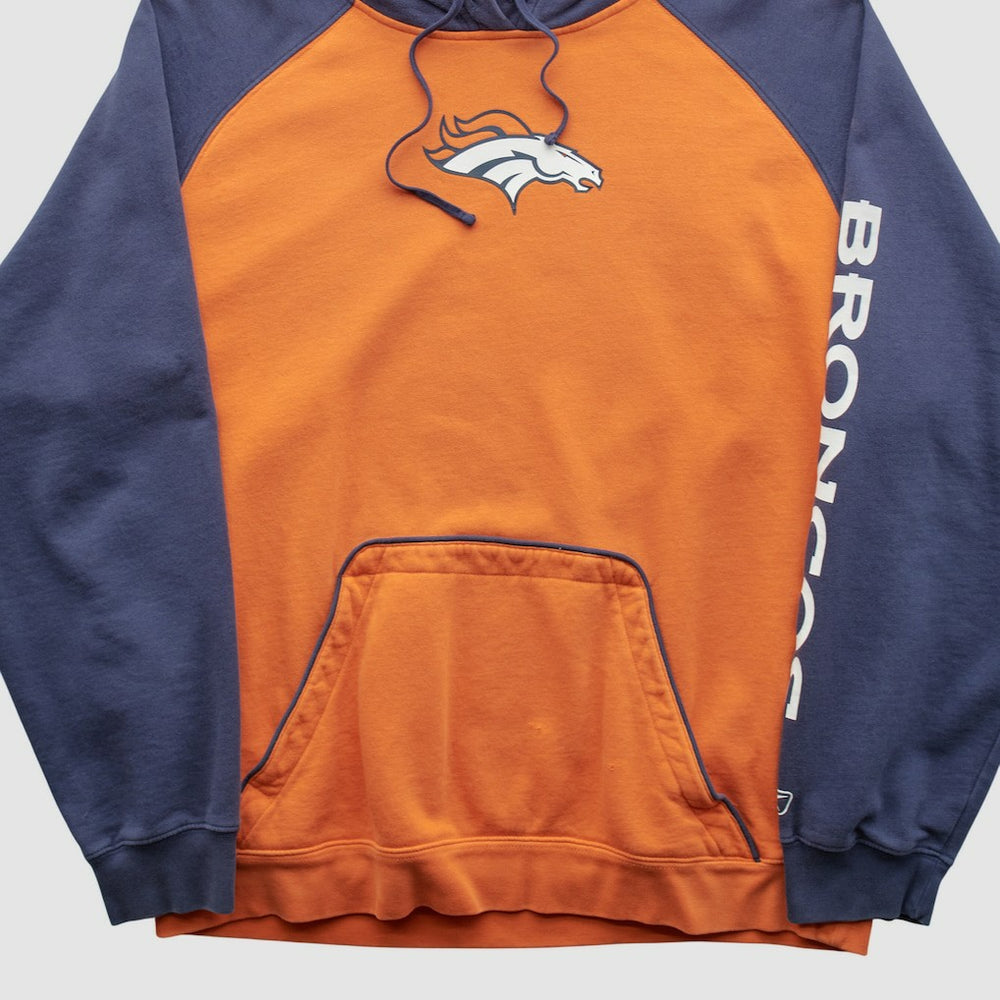 Denver Broncos Reebok 2000s Hooded Pullover Sweatshirt - Orange Pullover