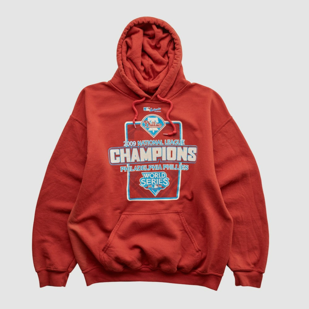 National League Champions 2009 Hooded Pullover Sweatshirt - Red - Vintage Pullover