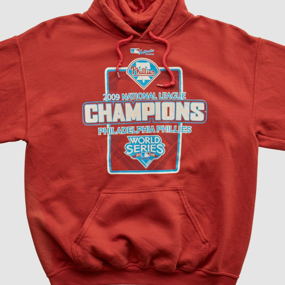 National League Champions 2009 Hooded Pullover Sweatshirt - Red - Vintage Pullover