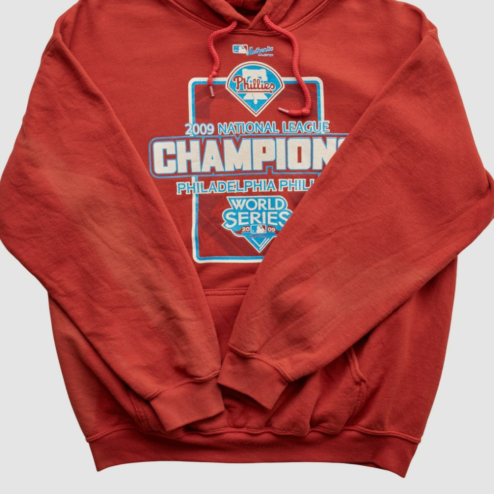 National League Champions 2009 Hooded Pullover Sweatshirt - Red - Vintage Pullover