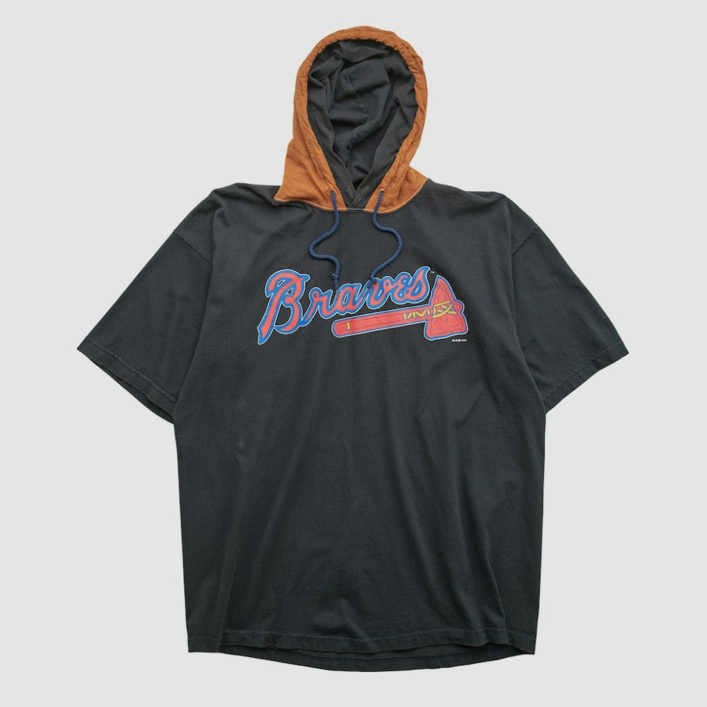 Atlanta Braves Salem Sportswear 1994 Hooded T-shirt - Black - XVintage T-shirts