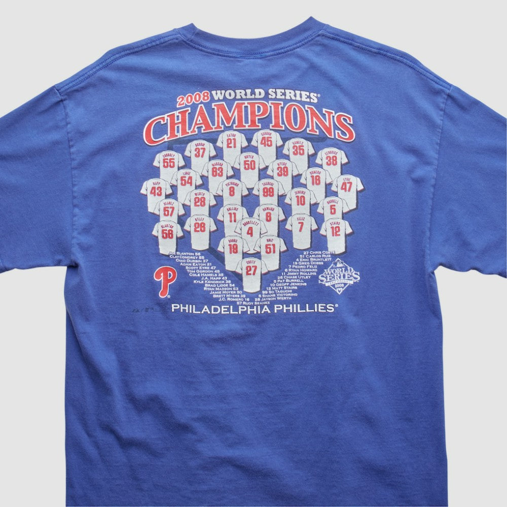 World Series Champions Majestic 2008 T-shirt - Blue - Vintage T-shirts