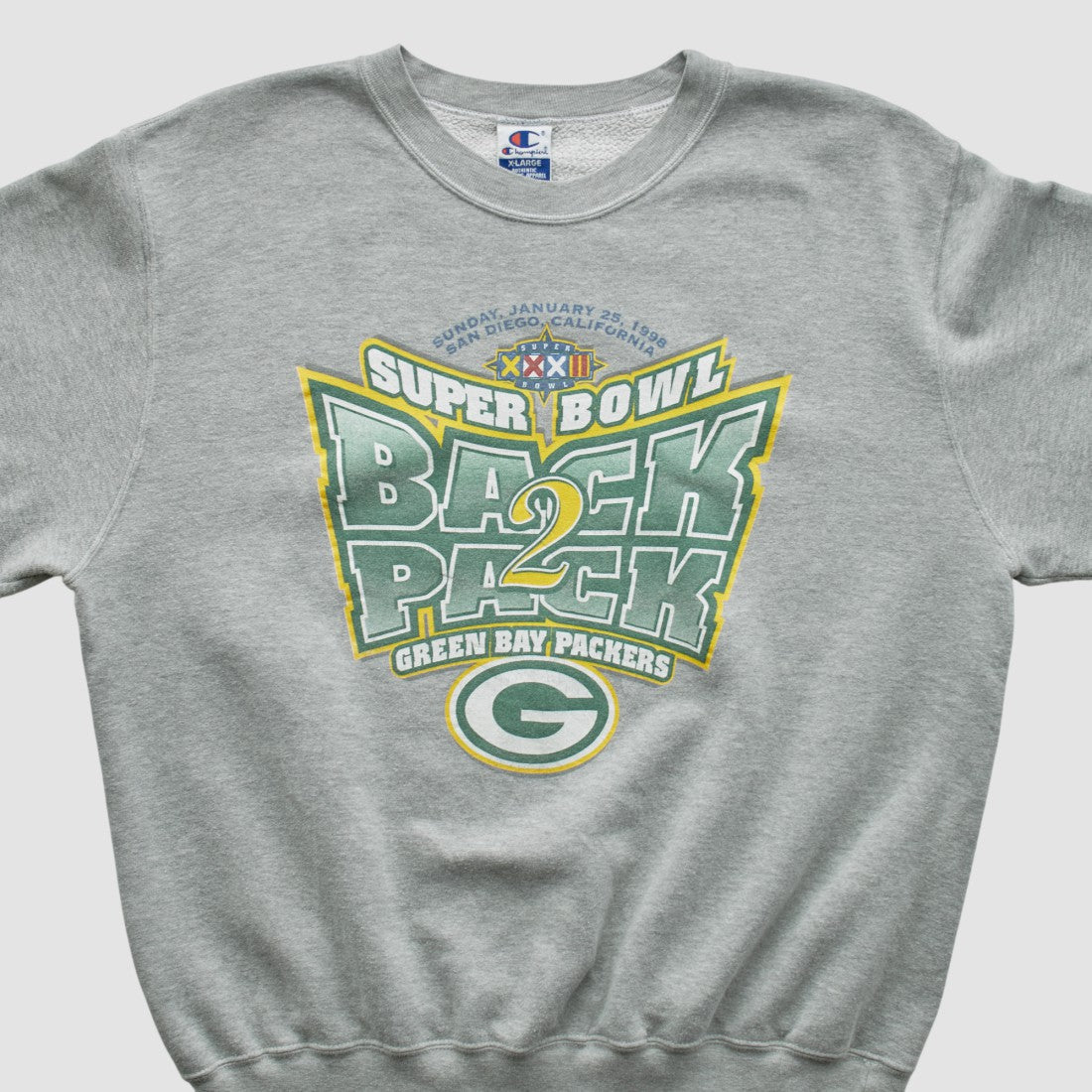 Green Bay Packers Champion 1998 Pullover Sweatshirt - Heather Gray Pullover
