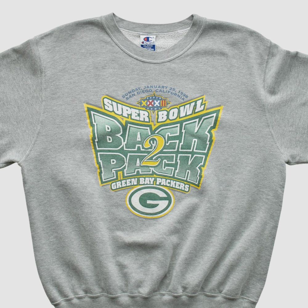 Green Bay Packers Champion 1998 Pullover Sweatshirt - Heather Gray Pullover