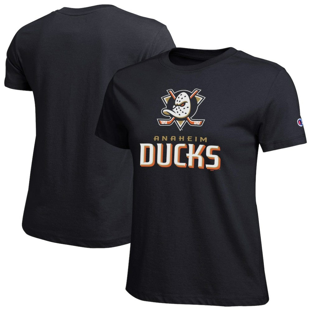 Anaheim Ducks Champion Women's Wordmark Lockup T-Shirt - Black | US 203898232
