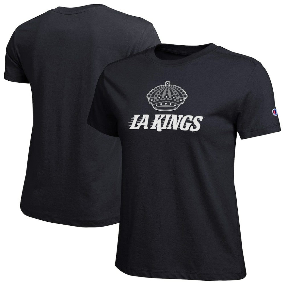 Los Angeles Kings Champion Women's Wordmark Lockup T-Shirt - Black | US 203898259