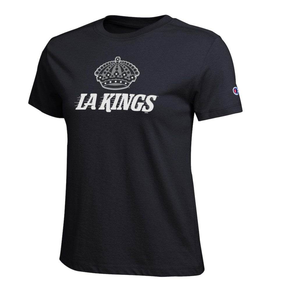 Los Angeles Kings Champion Women's Wordmark Lockup T-Shirt - Black | US 203898259