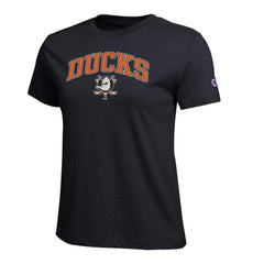 Anaheim Ducks Champion Women's Arch Mascot Logo T-Shirt - Black | US 203898262