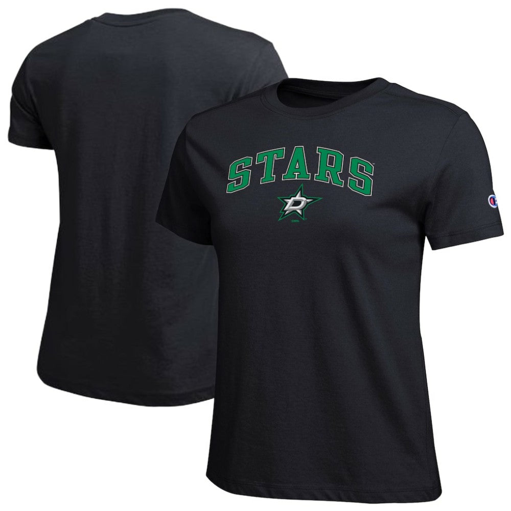 Dallas Stars Champion Women's Arch Mascot Logo T-Shirt - Black | US 203898269