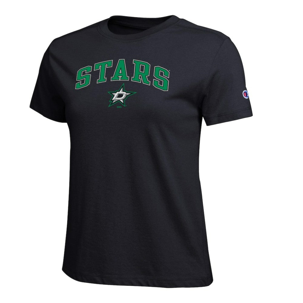 Dallas Stars Champion Women's Arch Mascot Logo T-Shirt - Black | US 203898269