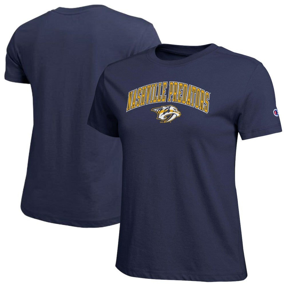 Nashville Predators Champion Women's Arch Mascot Logo T-Shirt - Navy | US 203898277