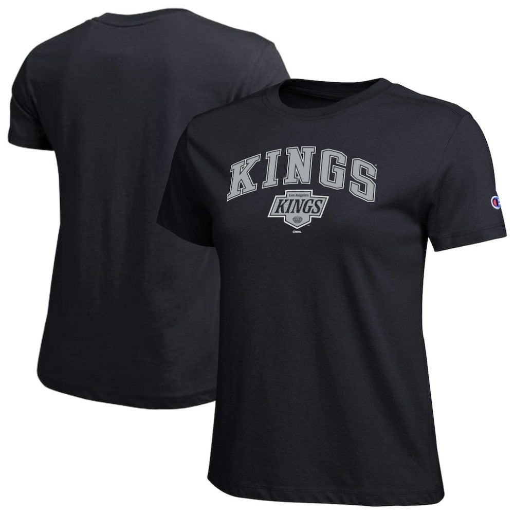 Los Angeles Kings Champion Women's Arch Mascot Logo T-Shirt - Black | US 203898280