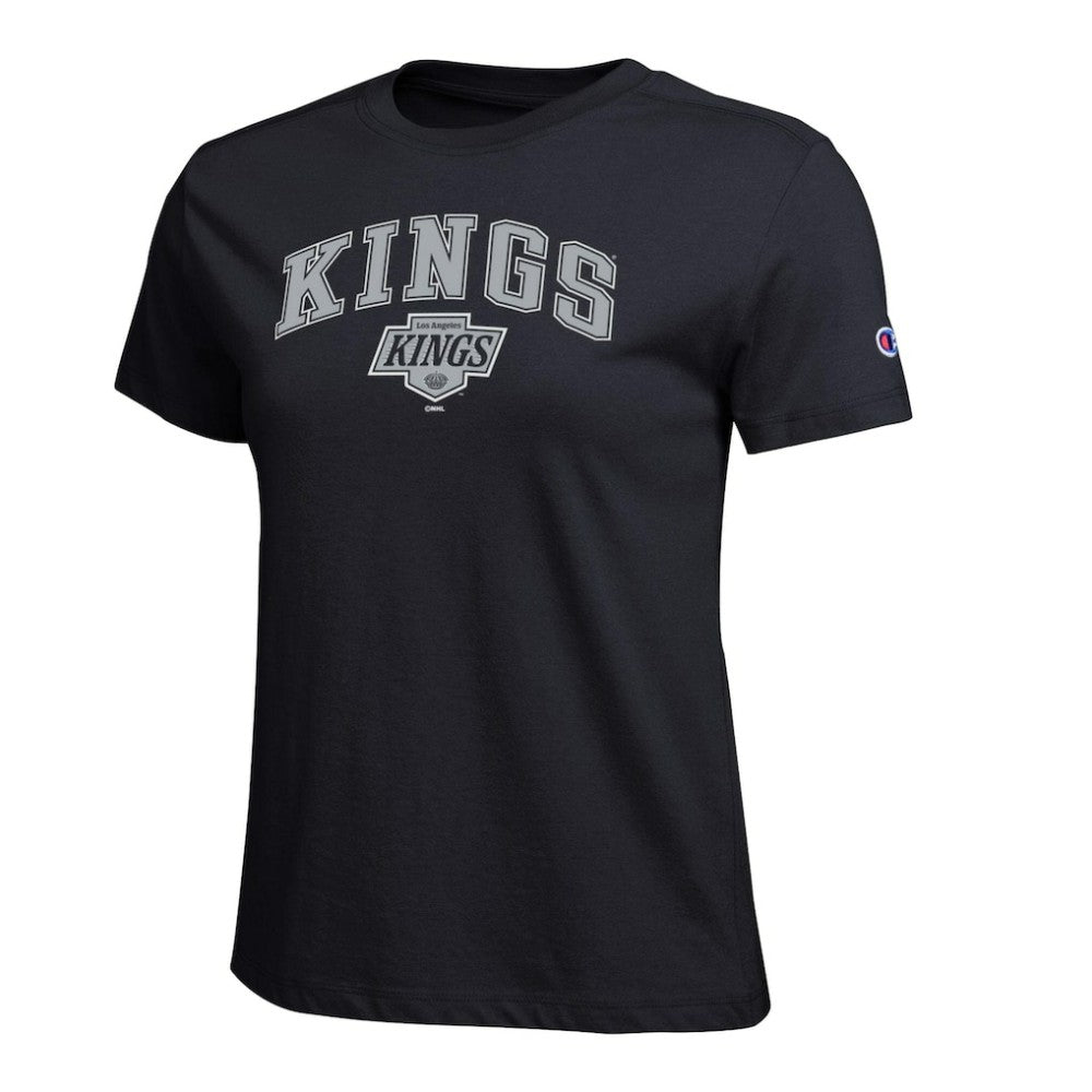 Los Angeles Kings Champion Women's Arch Mascot Logo T-Shirt - Black | US 203898280