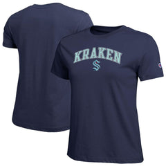 Seattle Kraken Champion Women's Arch Mascot Logo T-Shirt - Navy | US 203898286