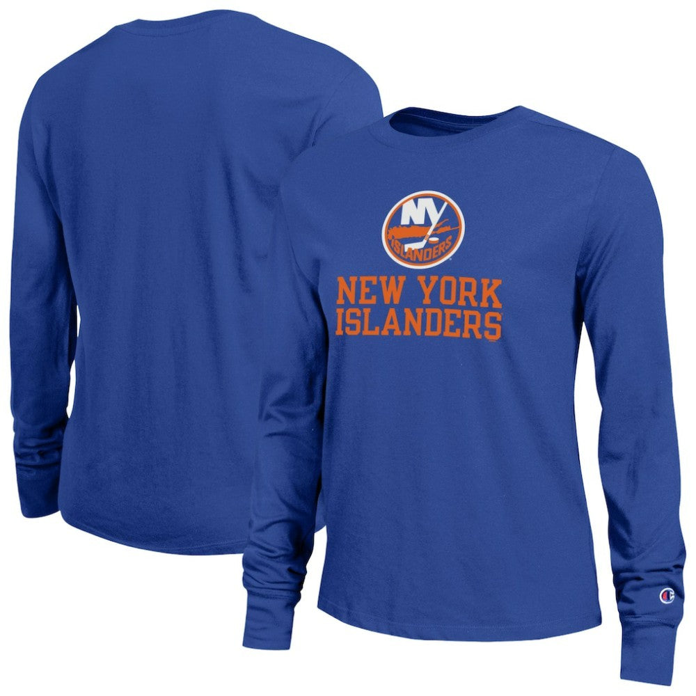 New York Islanders Champion Women's Wordmark Lockup Long Sleeve T-Shirt - Royal | US 203898296