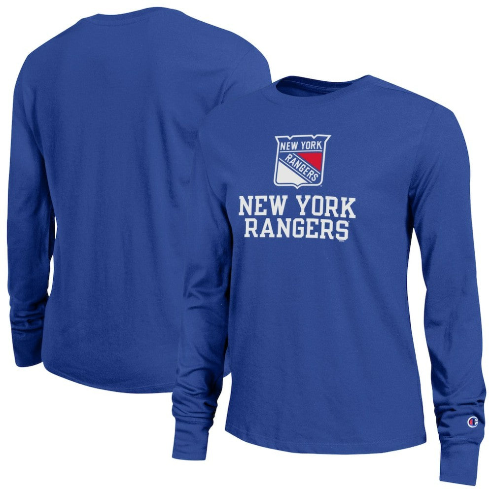 New York Rangers Champion Women's Wordmark Lockup Long Sleeve T-Shirt - Royal | US 203898297